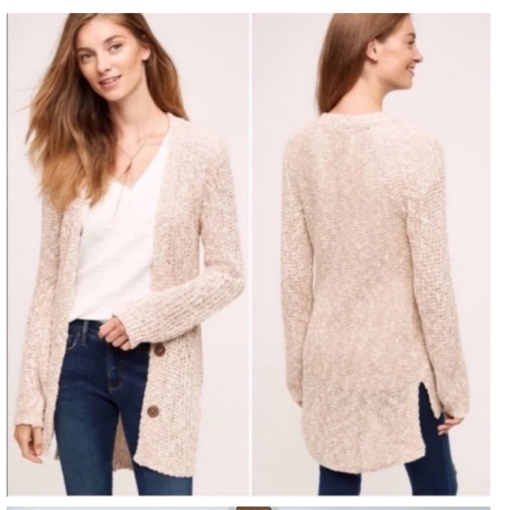 Anthropologie Angel of the North, Mori, Long Marled Knit Cardigan, Blush, Medium